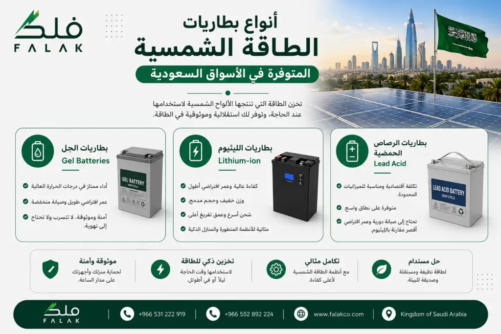 أنواع بطاريات الطاقة في الأسواق السعودية